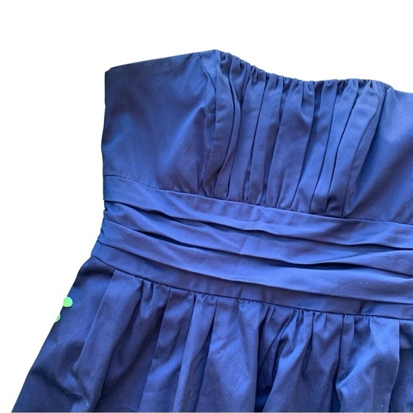 Davids Bridal Strapless Pleated Bridesmaids Cocktail Dress Navy Blue Size 4 - Picture 3 of 6